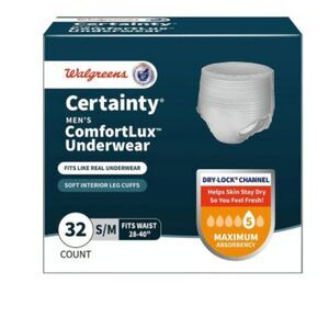 disposable underwear mens s m $18.99 certainty 32 count incontinence briefs new